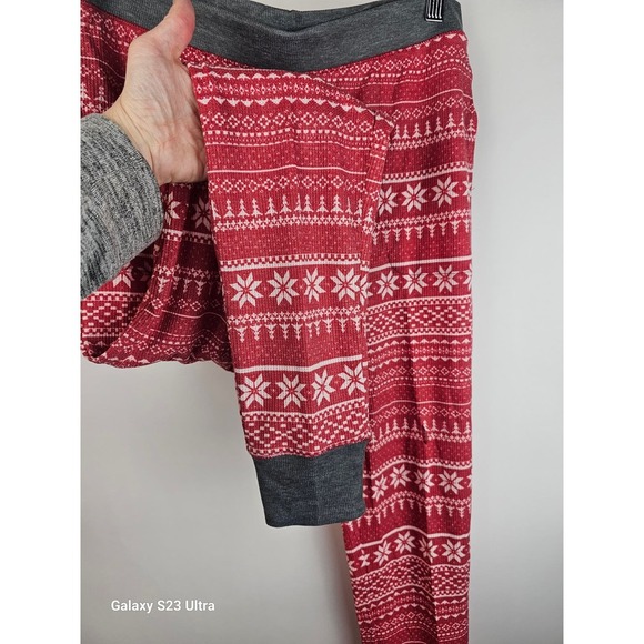 Cuddl Duds women's sxM, red and white holiday print, stretch thermal pants, NWOT - Picture 8 of 8